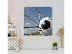 Banjado Magnettafel 50x50cm Magnetwand Weiß Aus Metall Magnetpinnwand Pinnwand Inkl. 4 Magnete Motiv Fußball