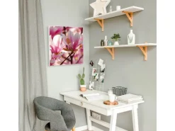 Banjado Magnettafel 50x50cm Magnetwand Weiß Aus Metall Magnetpinnwand Pinnwand Inkl. 4 Magnete Motiv Magnolia