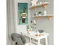 Banjado Magnettafel 37x78cm Magnetwand Weiß Aus Metall Magnetpinnwand Pinnwand Inkl. 4 Magnete Motiv Surf Beach* Pinnwände