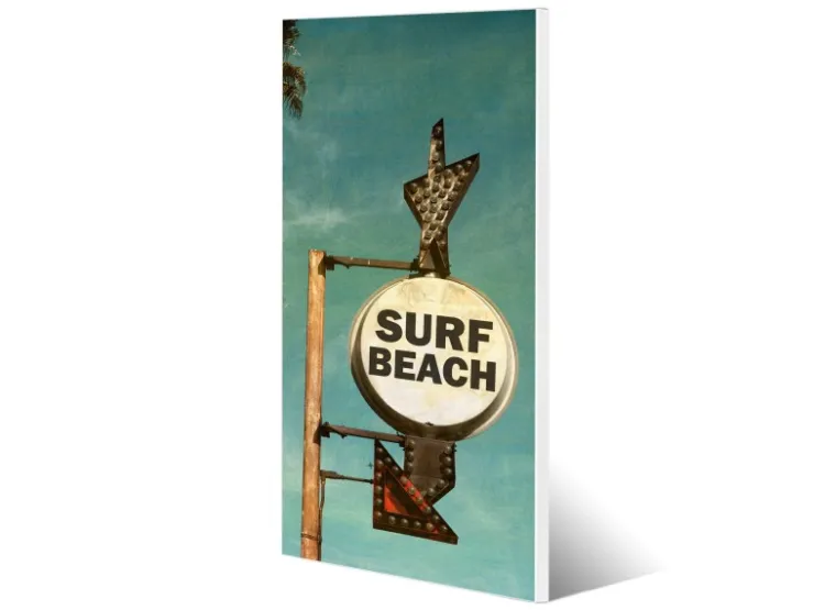 Banjado Magnettafel 37x78cm Magnetwand Weiß Aus Metall Magnetpinnwand Pinnwand Inkl. 4 Magnete Motiv Surf Beach* Pinnwände