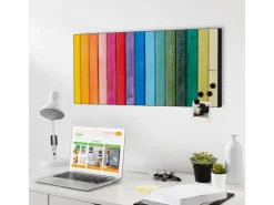 Banjado Magnettafel 78x37cm Magnetwand Schwarz Aus Metall Magnetpinnwand Pinnwand Inkl. 4 Magnete Motiv Regenbogenfarben* Pinnwände
