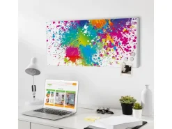 Banjado Magnettafel 78x37cm Magnetwand Weiß Aus Metall Magnetpinnwand Pinnwand Inkl. 4 Magnete Motiv Farbspritzer