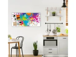 Banjado Magnettafel 78x37cm Magnetwand Weiß Aus Metall Magnetpinnwand Pinnwand Inkl. 4 Magnete Motiv Farbspritzer