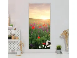 Banjado Magnettafel 37x78cm Magnetwand Weiß Aus Metall Magnetpinnwand Pinnwand Inkl. 4 Magnete Motiv Sommerfeld* Pinnwände