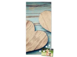 Banjado Magnettafel 37x78cm Magnetwand Weiß Aus Metall Magnetpinnwand Pinnwand Inkl. 4 Magnete Motiv Holz Herzen* Pinnwände