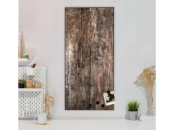 Banjado Magnettafel 37x78cm Magnetwand Schwarz Aus Metall Magnetpinnwand Pinnwand Inkl. 4 Magnete Motiv Altes Holz* Wanddekoration|Pinnwände