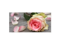 Banjado Magnettafel 78x37cm Magnetwand Weiß Aus Metall Magnetpinnwand Pinnwand Inkl. 4 Magnete Motiv Rosa Rose