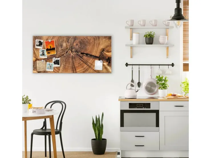 Banjado Magnettafel 78x37cm Magnetwand Silber Aus Metall Magnetpinnwand Pinnwand Inkl. 4 Magnete Motiv Jahresringe* Pinnwände