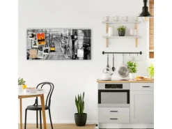 Banjado Magnettafel 78x37cm Magnetwand Silber Aus Metall Magnetpinnwand Pinnwand Inkl. 4 Magnete Motiv Lissabon* Pinnwände