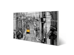 Banjado Magnettafel 78x37cm Magnetwand Silber Aus Metall Magnetpinnwand Pinnwand Inkl. 4 Magnete Motiv Lissabon* Pinnwände