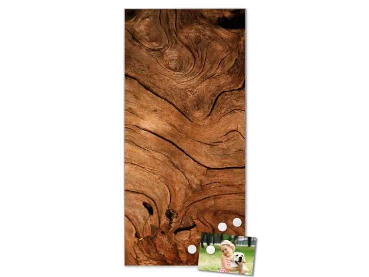 Banjado Magnettafel 37x78cm Magnetwand Silber Aus Metall Magnetpinnwand Pinnwand Inkl. 4 Magnete Motiv Trockenes Holz* Pinnwände