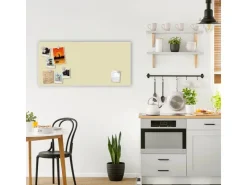 Banjado Magnettafel 78x37cm Magnetwand Weiß Aus Metall Magnetpinnwand Pinnwand Inkl. 4 Magnete Motiv Beige