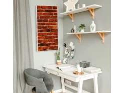 Banjado Magnettafel 37x78cm Magnetwand Weiß Aus Metall Magnetpinnwand Pinnwand Inkl. 4 Magnete Motiv Ziegelwand* Pinnwände