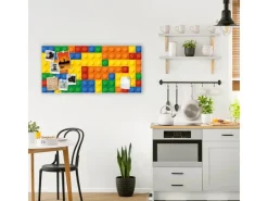 Banjado Magnettafel 78x37cm Magnetwand Weiß Aus Metall Magnetpinnwand Pinnwand Inkl. 4 Magnete Motiv Bausteine* Pinnwände