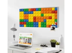 Banjado Magnettafel 78x37cm Magnetwand Weiß Aus Metall Magnetpinnwand Pinnwand Inkl. 4 Magnete Motiv Bausteine* Pinnwände