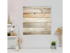 Banjado Magnettafel 50x50cm Magnetwand Weiß Aus Metall Magnetpinnwand Pinnwand Inkl. 4 Magnete Motiv Graues Holz* Pinnwände