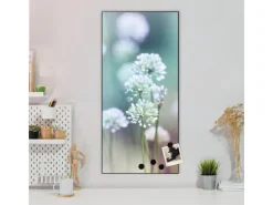 Banjado Magnettafel 37x78cm Magnetwand Schwarz Aus Metall Magnetpinnwand Pinnwand Inkl. 4 Magnete Motiv Lauchblüte* Pinnwände