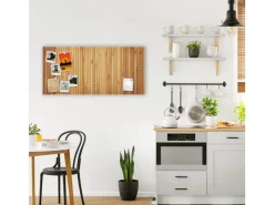 Banjado Magnettafel 78x37cm Magnetwand Weiß Aus Metall Magnetpinnwand Pinnwand Inkl. 4 Magnete Motiv Bambusholz* Wanddekoration|Pinnwände