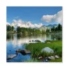 Banjado Magnettafel 50x50cm Magnetwand Weiß Aus Metall Magnetpinnwand Pinnwand Inkl. 4 Magnete Motiv Gebirgssee* Pinnwände