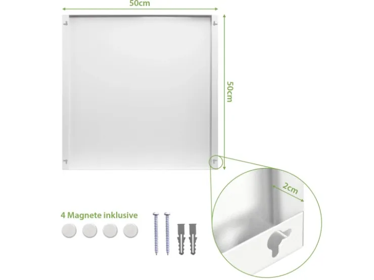 Banjado Magnettafel 50x50cm Magnetwand Weiß Aus Metall Magnetpinnwand Pinnwand Inkl. 4 Magnete Motiv Altes Holz* Pinnwände