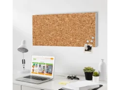 Banjado Magnettafel 78x37cm Magnetwand Weiß Aus Metall Magnetpinnwand Pinnwand Inkl. 4 Magnete Motiv Kork* Wanddekoration|Pinnwände