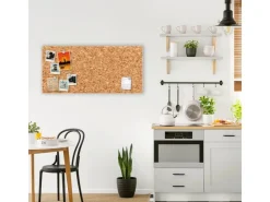 Banjado Magnettafel 78x37cm Magnetwand Weiß Aus Metall Magnetpinnwand Pinnwand Inkl. 4 Magnete Motiv Kork* Wanddekoration|Pinnwände