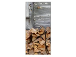 Banjado Magnettafel 37x78cm Magnetwand Silber Aus Metall Magnetpinnwand Pinnwand Inkl. 4 Magnete Motiv Feuerholz* Pinnwände