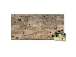 Banjado Magnettafel 78x37cm Magnetwand Schwarz Aus Metall Magnetpinnwand Pinnwand Inkl. 4 Magnete Motiv Steinwand Antik
