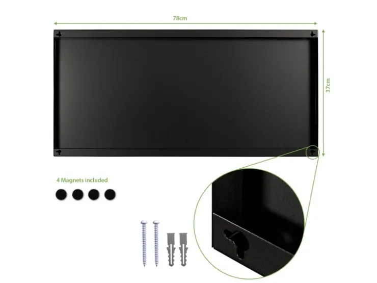 Banjado Magnettafel 78x37cm Magnetwand Schwarz Aus Metall Magnetpinnwand Pinnwand Inkl. 4 Magnete Motiv Kork