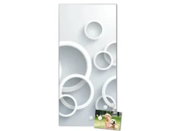 Banjado Magnettafel 37x78cm Magnetwand Silber Aus Metall Magnetpinnwand Pinnwand Inkl. 4 Magnete Motiv Weiße Ringe* Pinnwände