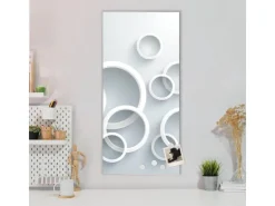 Banjado Magnettafel 37x78cm Magnetwand Silber Aus Metall Magnetpinnwand Pinnwand Inkl. 4 Magnete Motiv Weiße Ringe* Pinnwände
