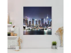 Banjado Magnettafel 50x50cm Magnetwand Weiß Aus Metall Magnetpinnwand Pinnwand Inkl. 4 Magnete Motiv New York