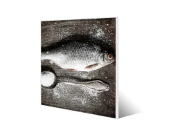 Banjado Magnettafel 50x50cm Magnetwand Weiß Aus Metall Magnetpinnwand Pinnwand Inkl. 4 Magnete Motiv Fisch Und Salz