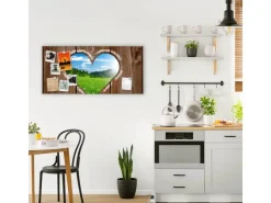 Banjado Magnettafel 78x37cm Magnetwand Silber Aus Metall Magnetpinnwand Pinnwand Inkl. 4 Magnete Motiv Ausblick Mit Herz* Pinnwände