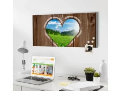 Banjado Magnettafel 78x37cm Magnetwand Silber Aus Metall Magnetpinnwand Pinnwand Inkl. 4 Magnete Motiv Ausblick Mit Herz* Pinnwände