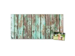 Banjado Magnettafel 78x37cm Magnetwand Silber Aus Metall Magnetpinnwand Pinnwand Inkl. 4 Magnete Motiv Verwittertes Holz* Pinnwände