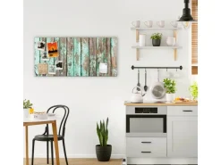 Banjado Magnettafel 78x37cm Magnetwand Silber Aus Metall Magnetpinnwand Pinnwand Inkl. 4 Magnete Motiv Verwittertes Holz* Pinnwände