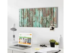Banjado Magnettafel 78x37cm Magnetwand Silber Aus Metall Magnetpinnwand Pinnwand Inkl. 4 Magnete Motiv Verwittertes Holz* Pinnwände