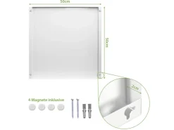 Banjado Magnettafel 50x50cm Magnetwand Weiß Aus Metall Magnetpinnwand Pinnwand Inkl. 4 Magnete Motiv Bambusholz