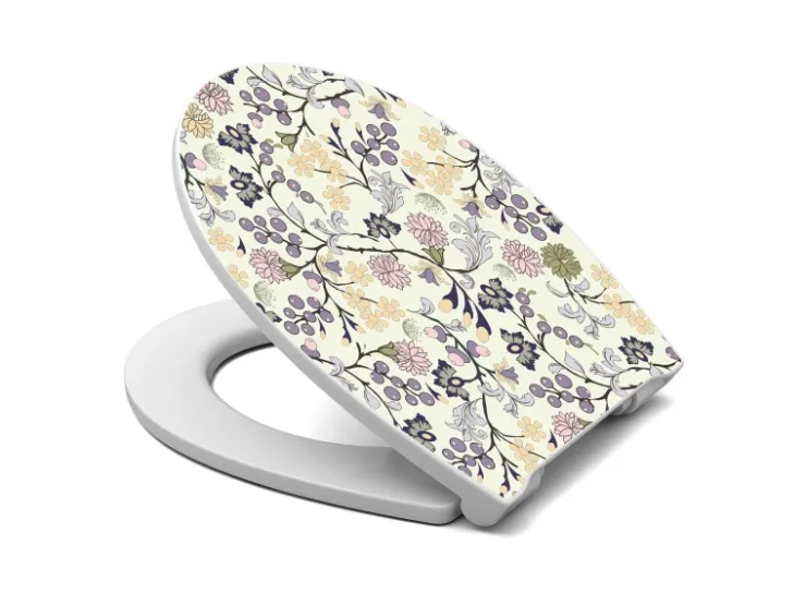 Banjado Premium Toilettendeckel Mit Absenkautomatik WC-Sitz Soft Close Hygienischer Klodeckel Duroplast Mit Motiv Florale Tapete* Tapezierzubehör