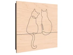 Banjado Schlüsselkasten Holz 30x30cm Scharnier Rechts 50 Haken Design Schlüsselbox Motiv Katzenliebe 2* Garderoben