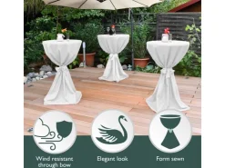 Beautissu Sylt Stehtisch Ø 70cm Weiß mit Giulia Stehtischhusse Ø 70cm Weiß* Tische