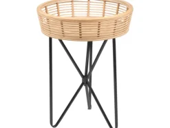 Beistelltisch Minimalist Zen Rund 49 cm x Ø 37 cm Natur-Schwarz* Tische