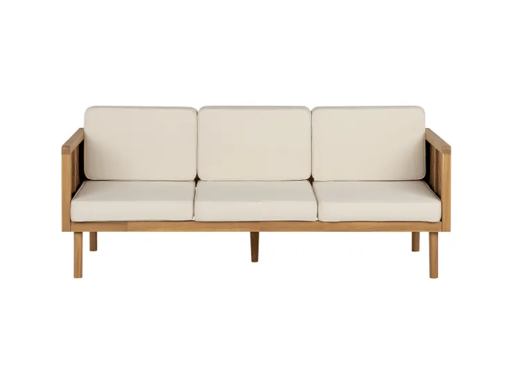Beliani Gartensofa Heller Holzfarbton Beige 65x179x76* Sofas