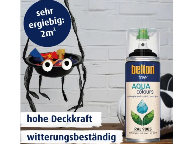 belton Free AQUAcolours Buntlack RAL 9005 seidenglänzend 400 ml* Sprühlacke
