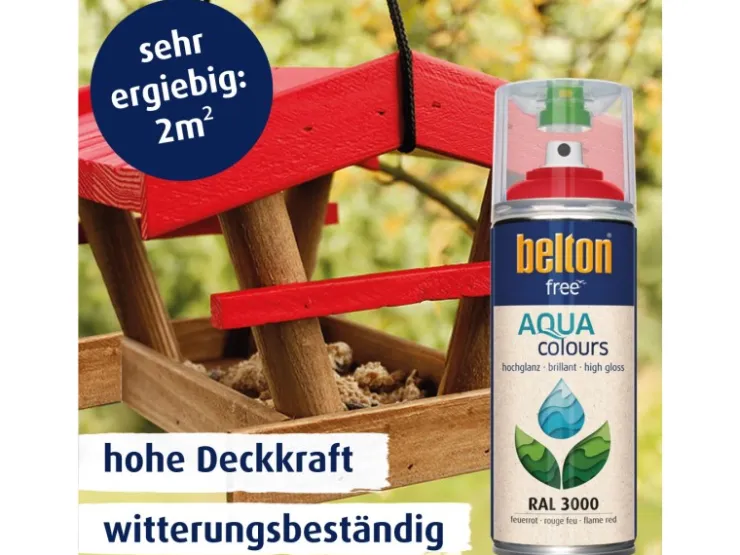 belton Free AQUAcolours Buntlack RAL 3000 hochglänzend 400 ml