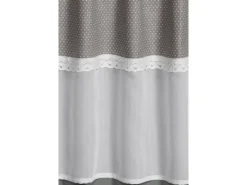 Bennetti Bistrogardine Batist mit Spitzenborte Silbergrau 45 x 135 cm