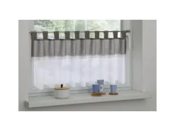 Bennetti Bistrogardine Batist mit Spitzenborte Silbergrau 45 x 135 cm