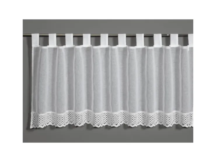 Bennetti Bistrogardine Naturoptik mit Häkelspitze Weiß 48 x 140 cm* Vitrinen