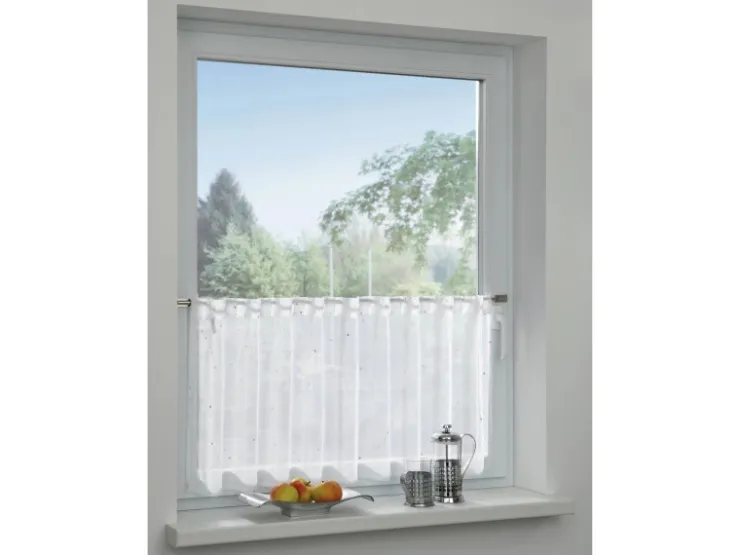 Bennetti Bistrogardine Voile mit Silberdruck Weiß 45 x 140 cm* Vitrinen